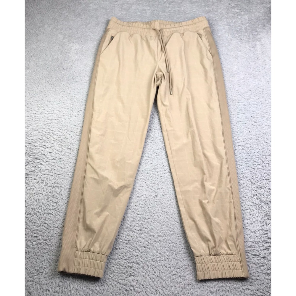 Athleta Brooklyn Textured Jogger Womens 10 Tan Windowpane Plaid Performance Pant